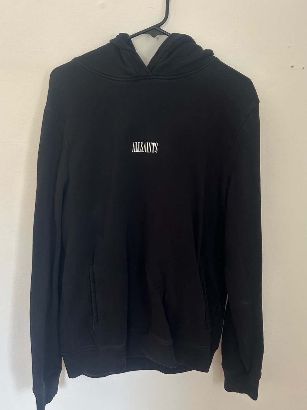 AllSaints Black Hoodie with Center Logo